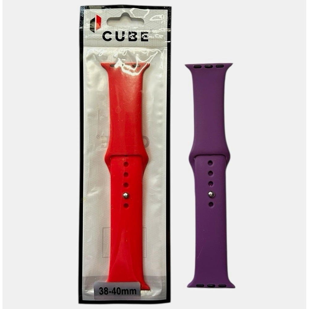 2 CUBE Silicone Sport Strap for Apple Smart Watch 38mm 40mm Red, Purple
